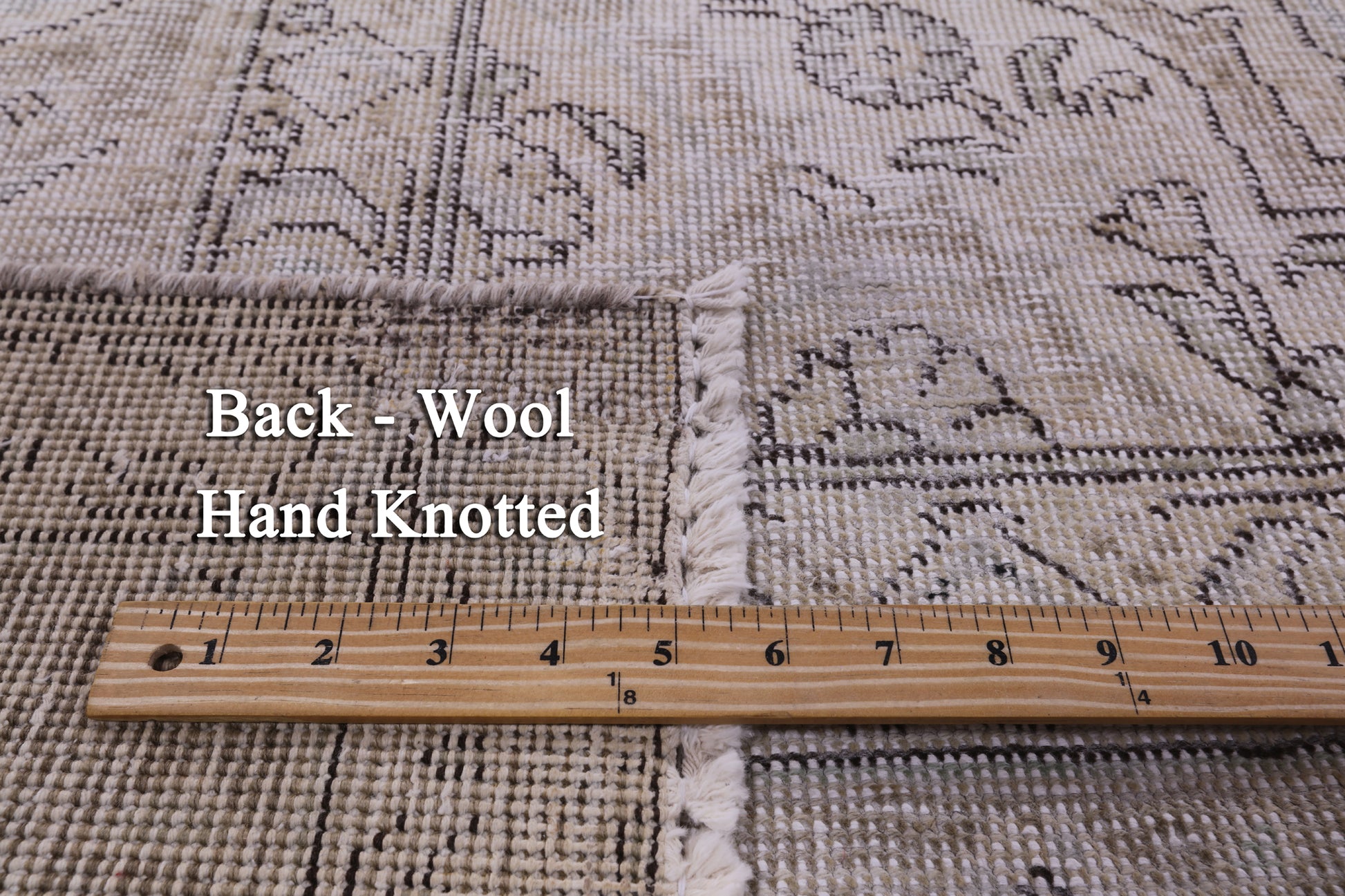 Ivory Persian Vintage White Wash Hand Knotted Wool Rug - 9' 8" X 12' 3" - Golden Nile