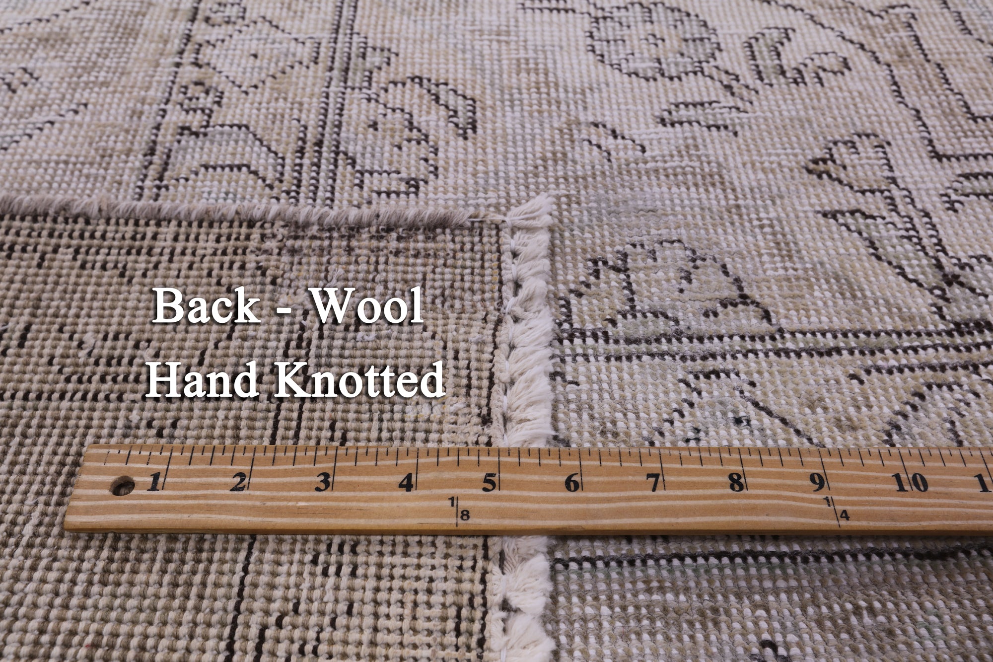 Ivory Persian Vintage White Wash Hand Knotted Wool Rug - 9' 8" X 12' 3" - Golden Nile