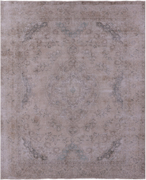 Ivory Persian Vintage White Wash Hand Knotted Wool Rug - 9' 10" X 12' 6" - Golden Nile