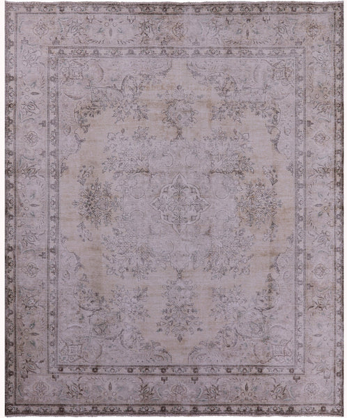 Ivory Persian Vintage White Wash Hand Knotted Wool Rug - 9' 9" X 12' 2" - Golden Nile