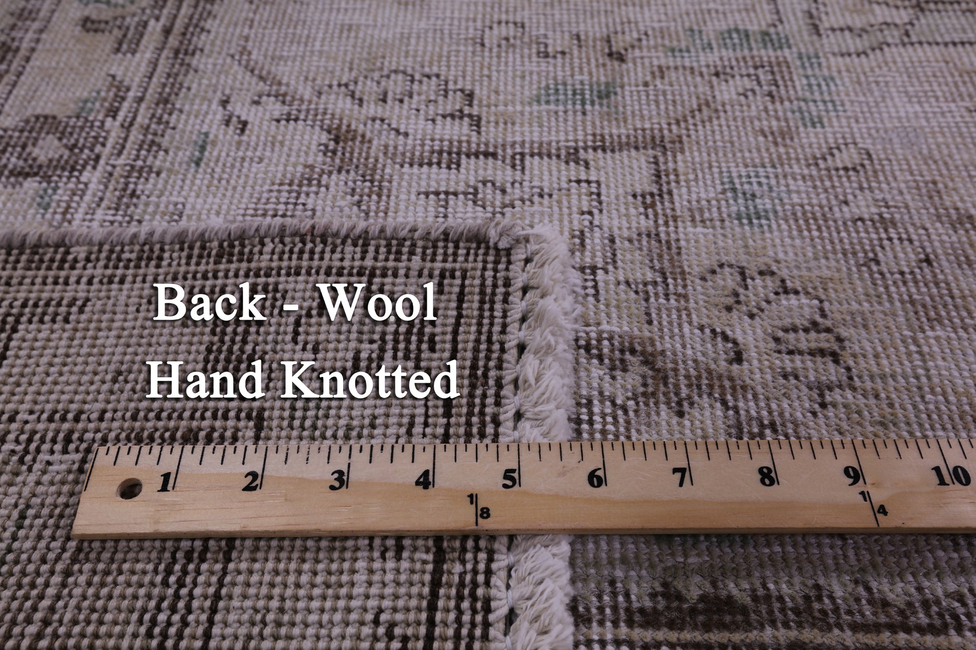 Ivory Persian Vintage White Wash Hand Knotted Wool Rug - 9' 9" X 12' 2" - Golden Nile