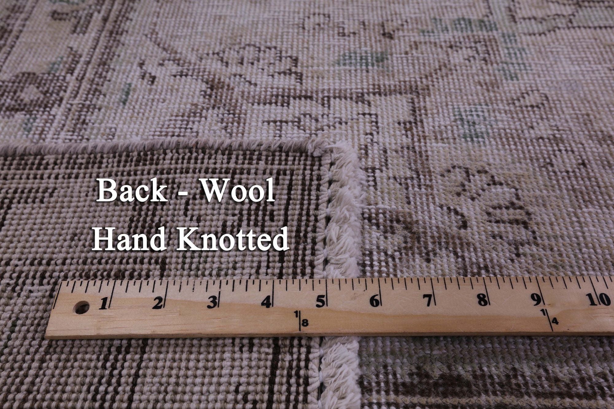 Ivory Persian Vintage White Wash Hand Knotted Wool Rug - 9' 9" X 12' 2" - Golden Nile