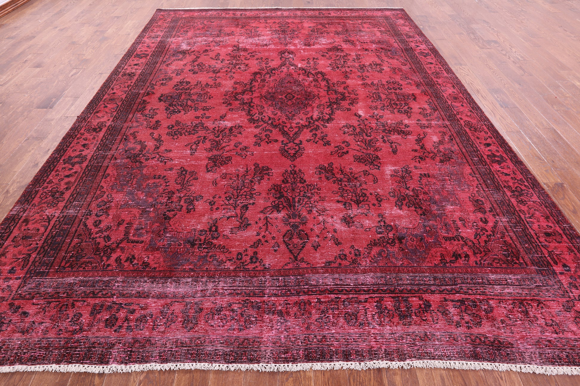 Red Persian Overdyed Hand Knotted Wool Rug - 9' 6" X 12' 7" - Golden Nile