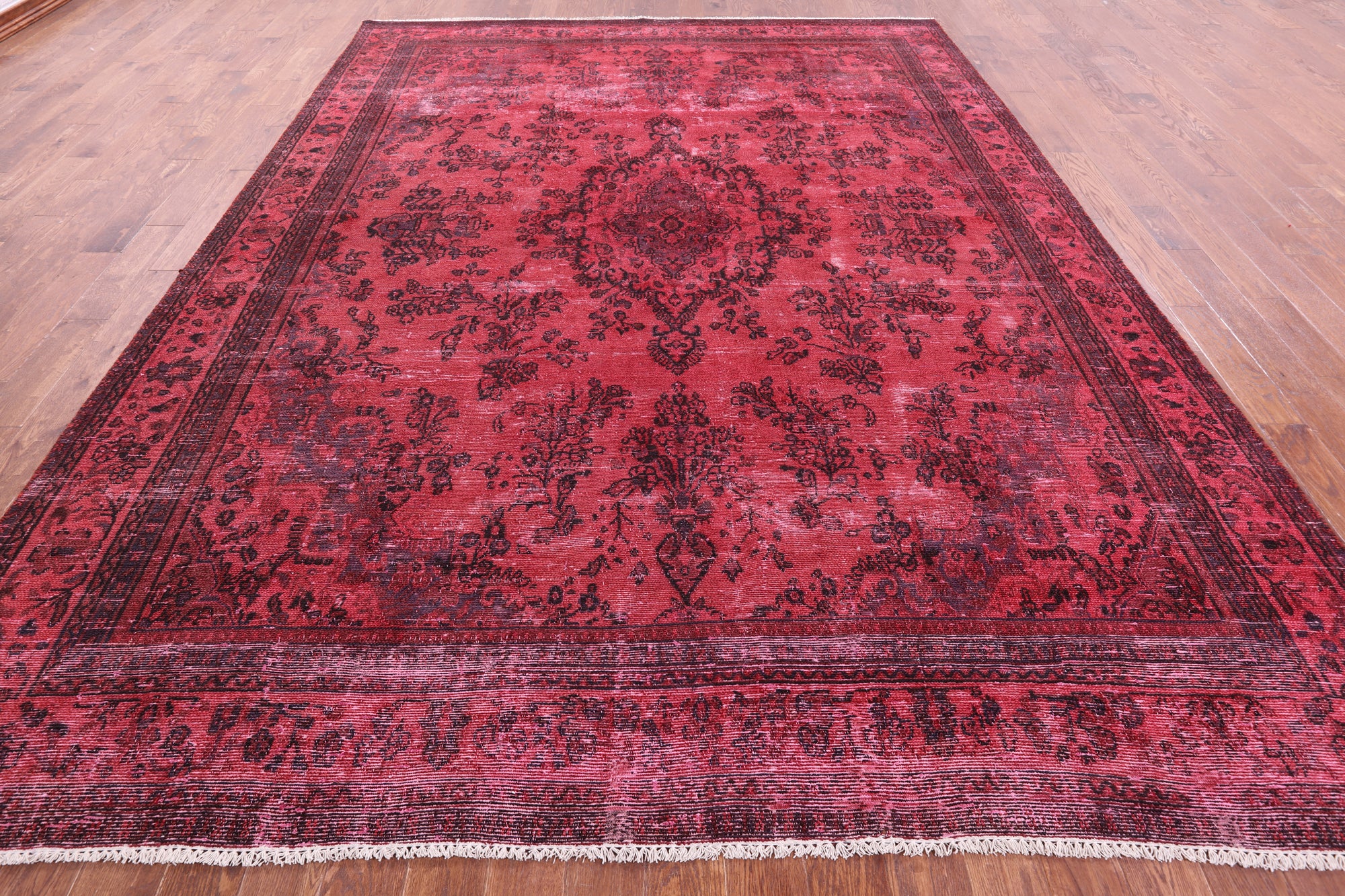 Red Persian Overdyed Hand Knotted Wool Rug - 9' 6" X 12' 7" - Golden Nile