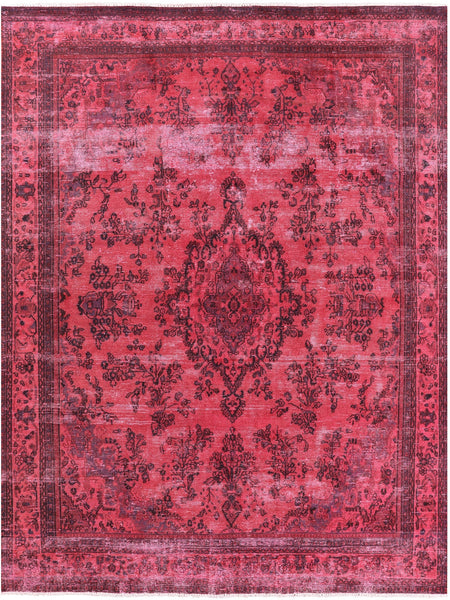 Red Persian Overdyed Hand Knotted Wool Rug - 9' 6" X 12' 7" - Golden Nile
