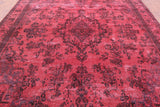 Red Persian Overdyed Hand Knotted Wool Rug - 9' 6" X 12' 7" - Golden Nile