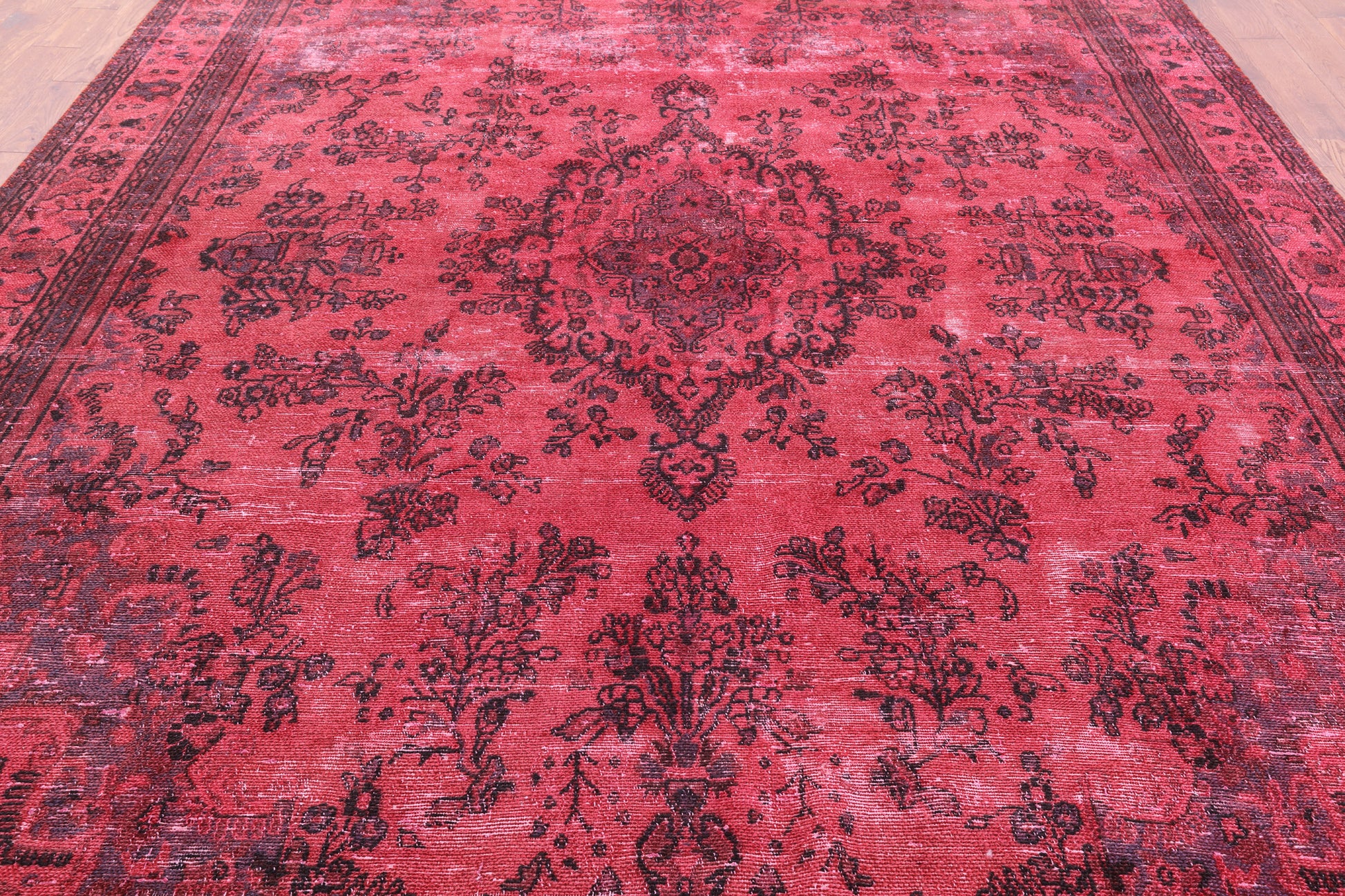 Red Persian Overdyed Hand Knotted Wool Rug - 9' 6" X 12' 7" - Golden Nile