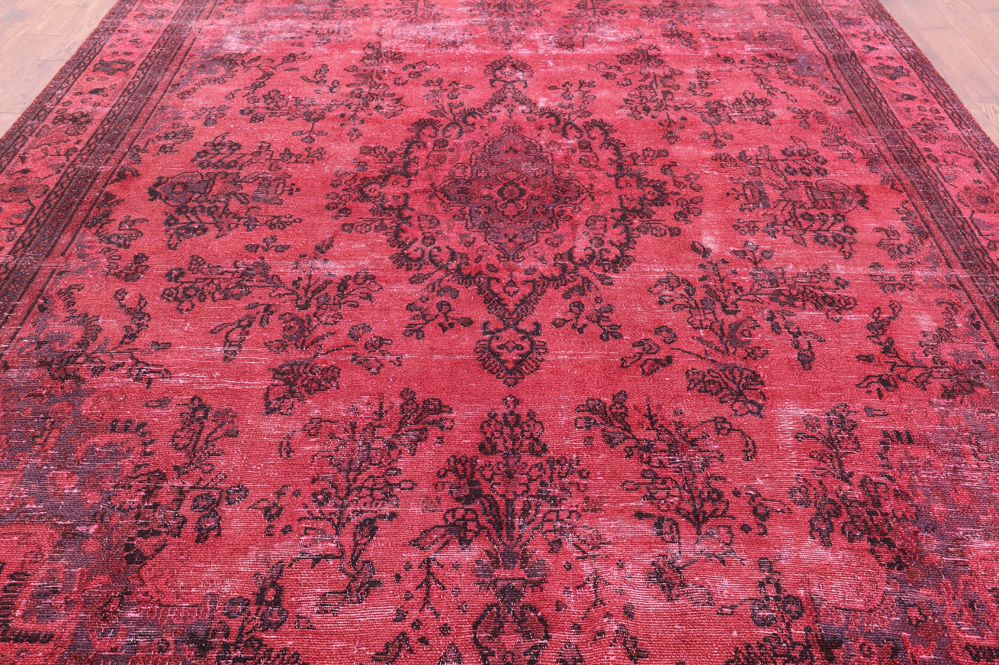 Red Persian Overdyed Hand Knotted Wool Rug - 9' 6" X 12' 7" - Golden Nile