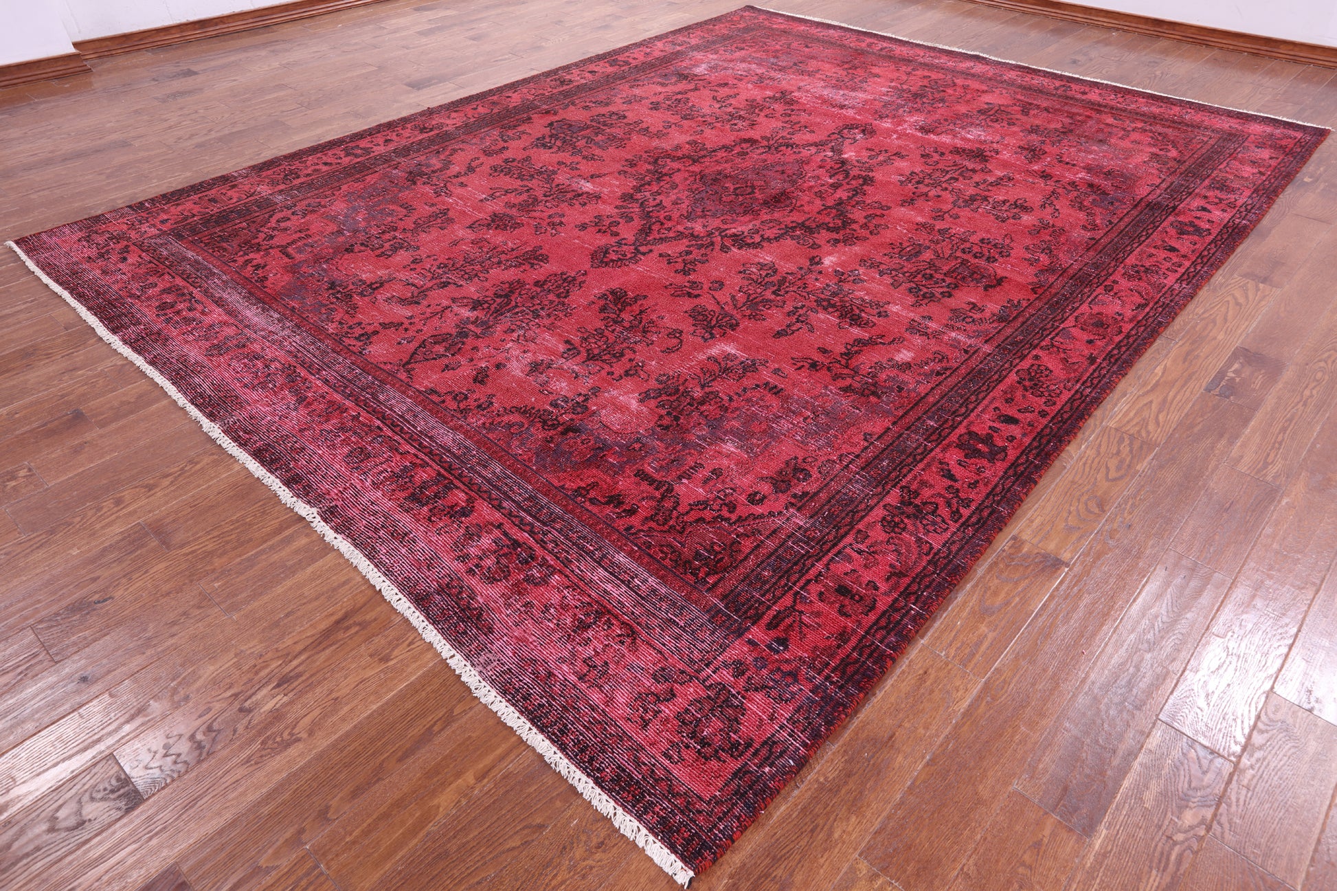Red Persian Overdyed Hand Knotted Wool Rug - 9' 6" X 12' 7" - Golden Nile