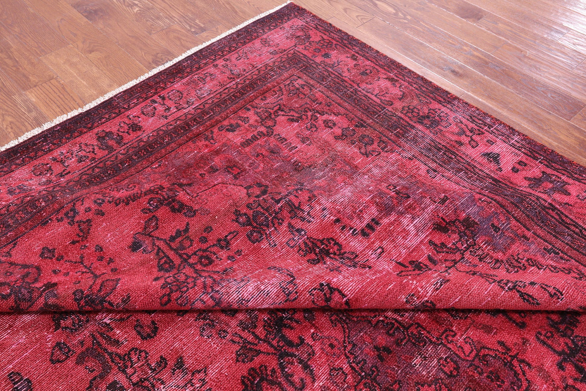 Red Persian Overdyed Hand Knotted Wool Rug - 9' 6" X 12' 7" - Golden Nile