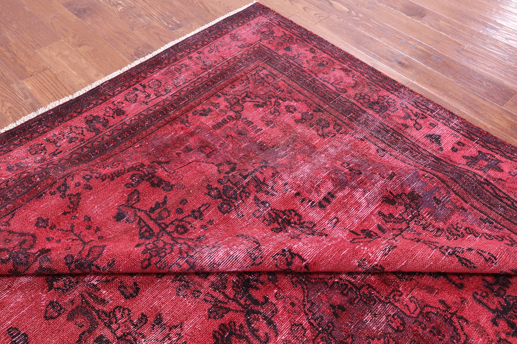 Red Persian Overdyed Hand Knotted Wool Rug - 9' 6" X 12' 7" - Golden Nile