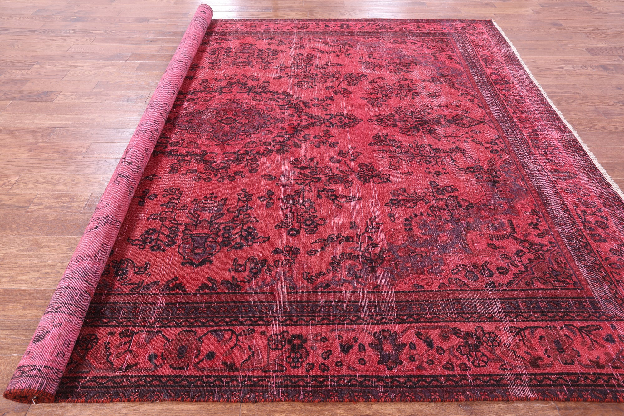 Red Persian Overdyed Hand Knotted Wool Rug - 9' 6" X 12' 7" - Golden Nile