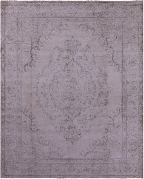 Ivory Persian Vintage White Wash Hand Knotted Wool Rug - 9' 5" X 12' 1" - Golden Nile