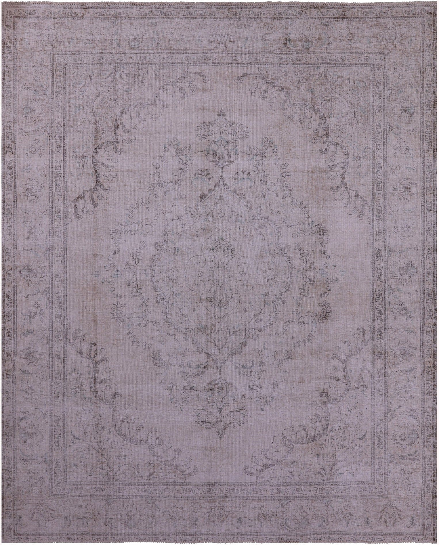 Ivory Persian Vintage White Wash Hand Knotted Wool Rug - 9' 5" X 12' 1" - Golden Nile