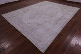 Ivory Persian Vintage White Wash Hand Knotted Wool Rug - 9' 5" X 12' 1" - Golden Nile