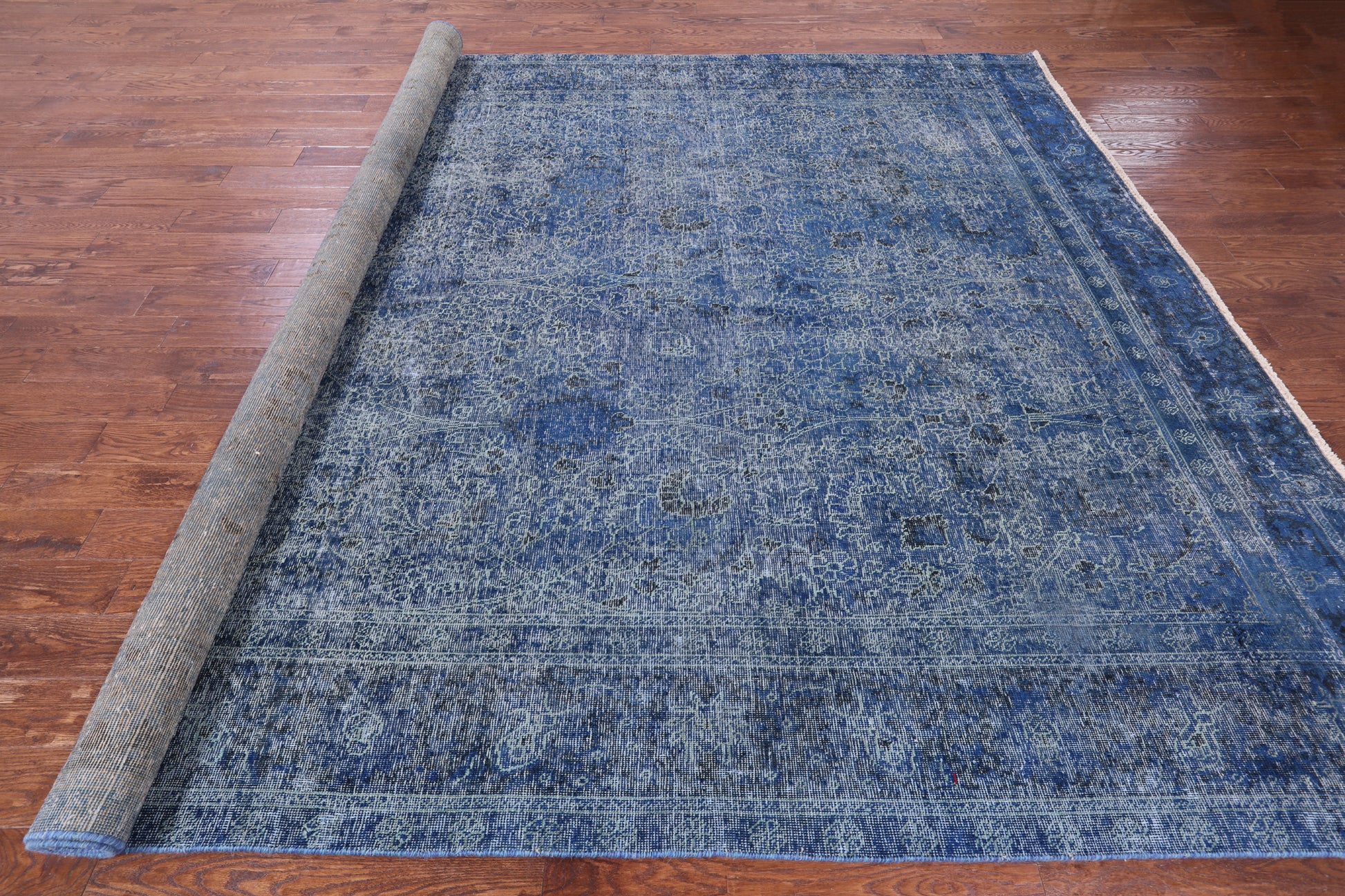 Blue Persian Overdyed Hand Knotted Wool Rug - 9' 7" X 12' 1" - Golden Nile