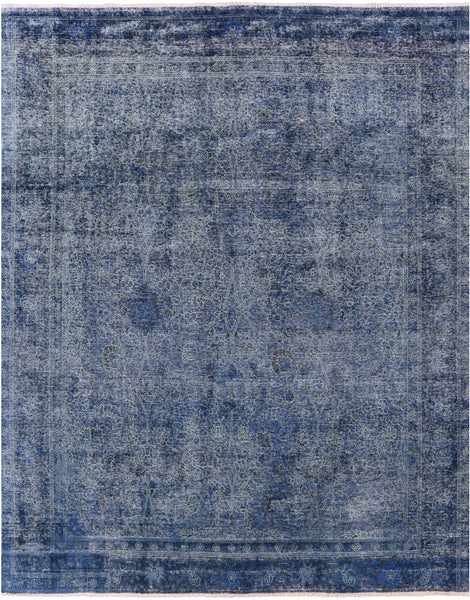 Blue Persian Overdyed Hand Knotted Wool Rug - 9' 7" X 12' 1" - Golden Nile