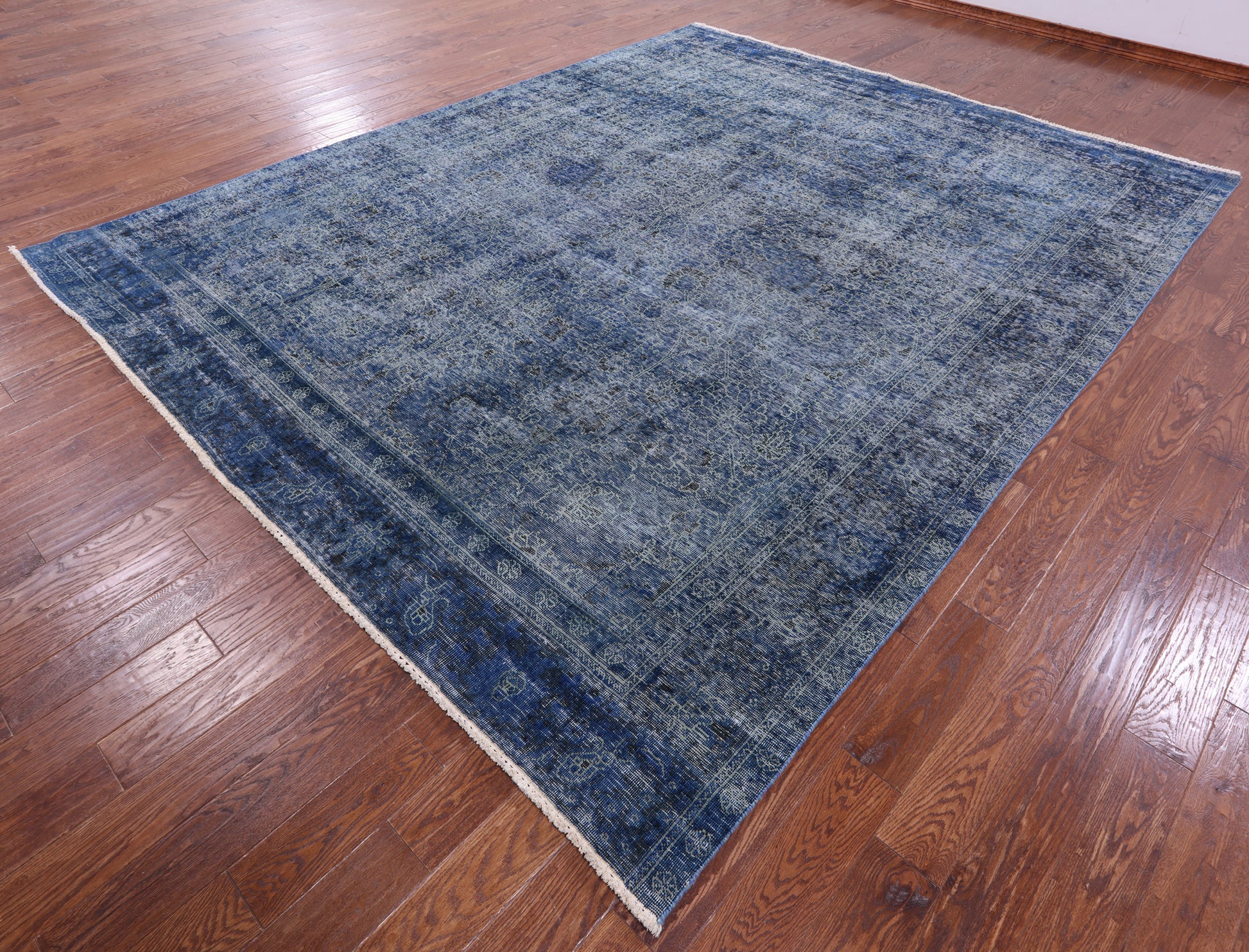 Blue Persian Overdyed Hand Knotted Wool Rug - 9' 7" X 12' 1" - Golden Nile