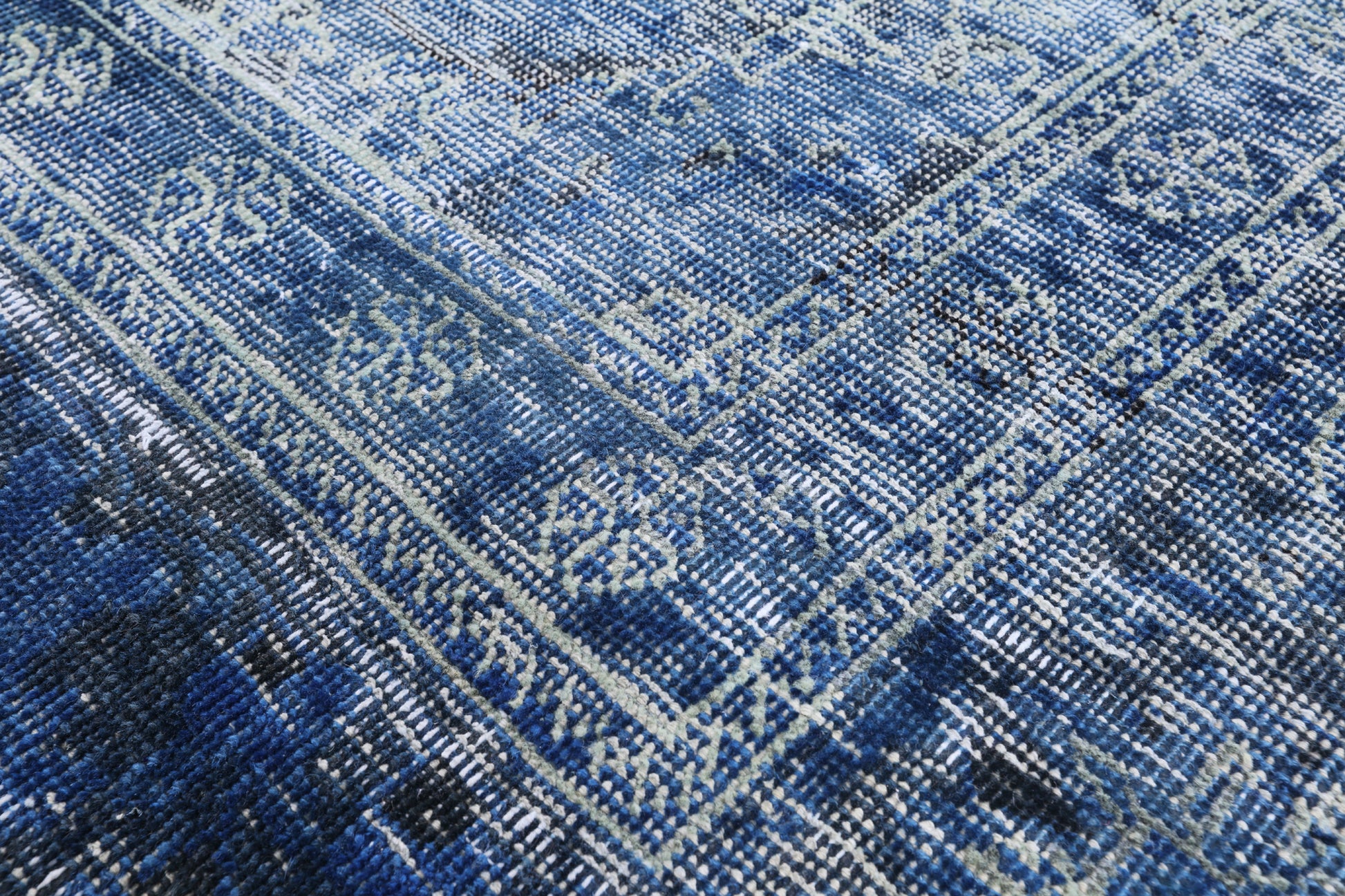 Blue Persian Overdyed Hand Knotted Wool Rug - 9' 7" X 12' 1" - Golden Nile