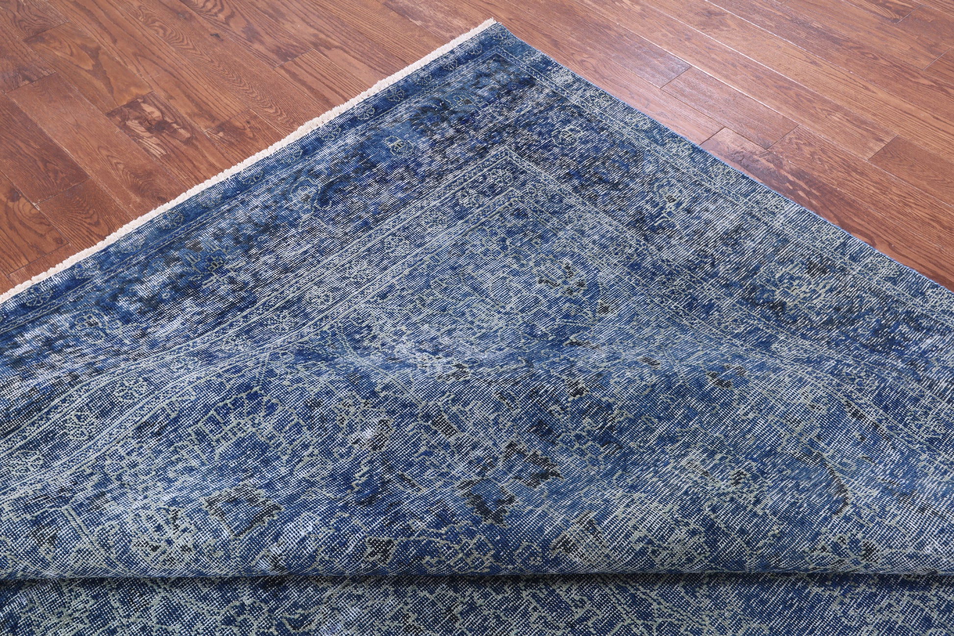 Blue Persian Overdyed Hand Knotted Wool Rug - 9' 7" X 12' 1" - Golden Nile