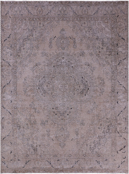 Ivory Persian Vintage White Wash Handmade Wool Rug - 8' 11" X 12' 7" - Golden Nile