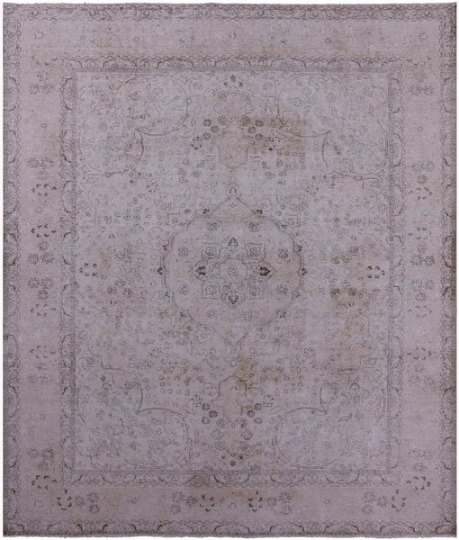Ivory Persian Vintage White Wash Handmade Wool Rug - 9' 11" X 12' 1" - Golden Nile
