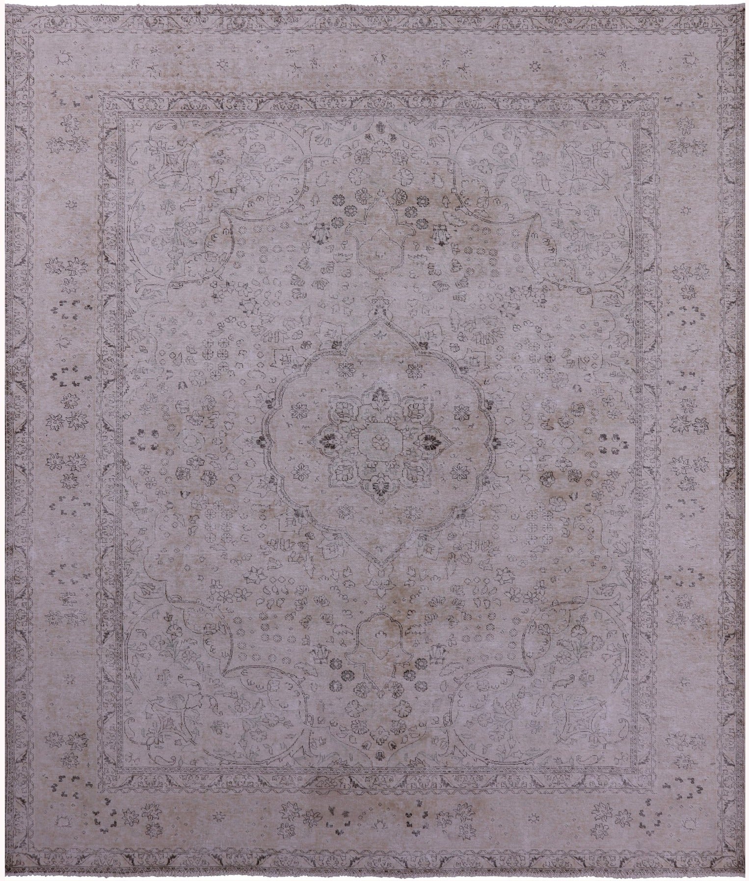 Ivory Persian Vintage White Wash Handmade Wool Rug - 9' 11" X 12' 1" - Golden Nile
