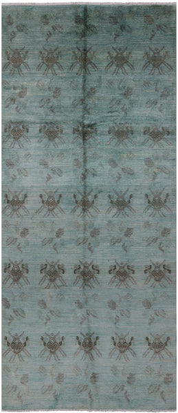 Overdyed Hand Knotted Full Pile Wool Area Rug - 5' 2" X 11' 10" - Golden Nile