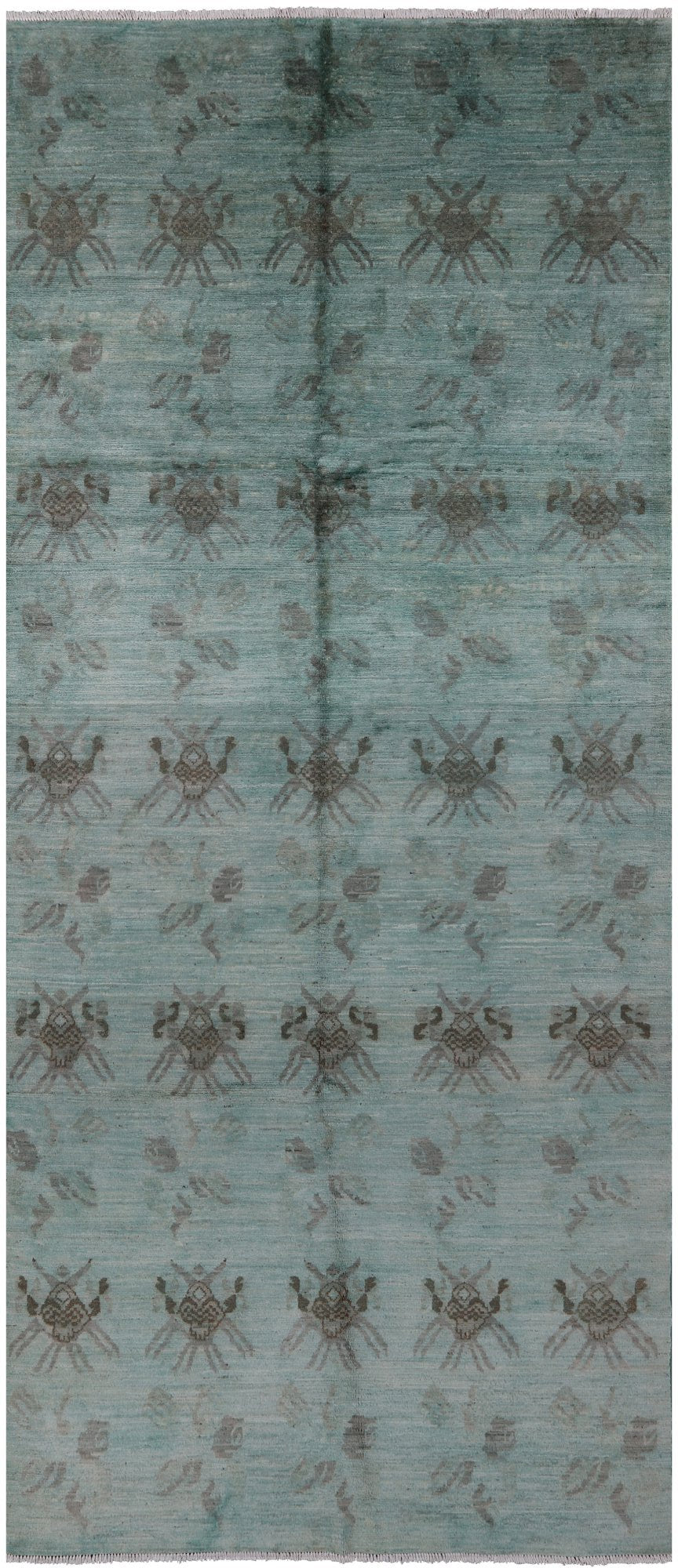 Overdyed Hand Knotted Full Pile Wool Area Rug - 5' 2" X 11' 10" - Golden Nile
