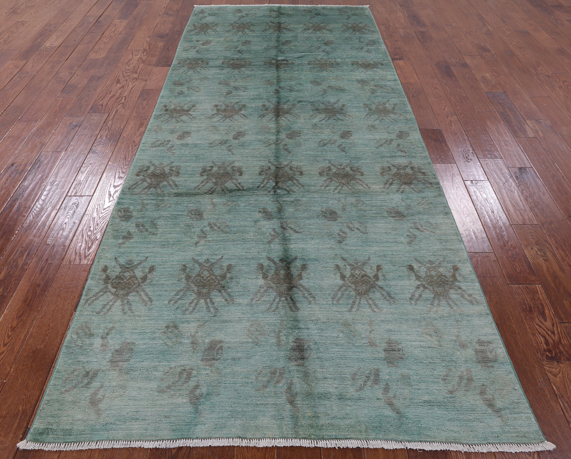 Overdyed Hand Knotted Full Pile Wool Area Rug - 5' 2" X 11' 10" - Golden Nile