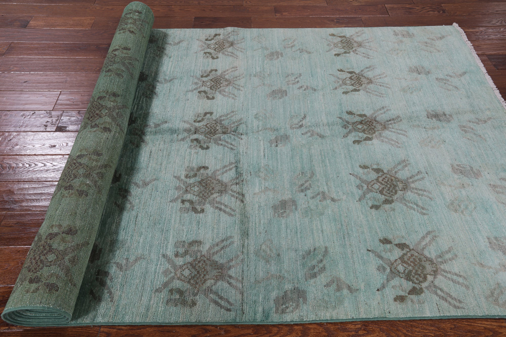 Overdyed Hand Knotted Full Pile Wool Area Rug - 5' 2" X 11' 10" - Golden Nile