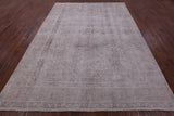 Ivory Persian Vintage White Wash Hand Knotted Wool Rug - 8' 0" X 10' 10" - Golden Nile