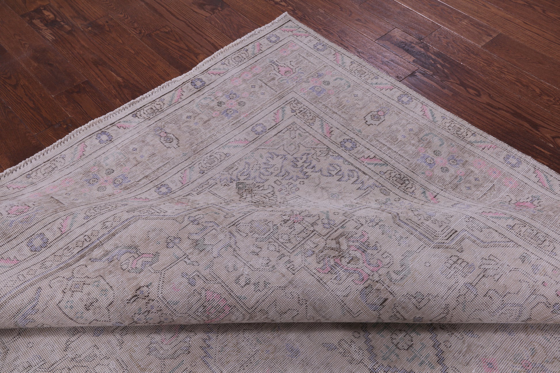 Ivory Persian Vintage White Wash Hand Knotted Wool Rug - 8' 0" X 10' 10" - Golden Nile