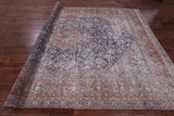 Blue Persian Vintage White Wash Hand Knotted Wool Rug - 8' 10" X 12' 7" - Golden Nile