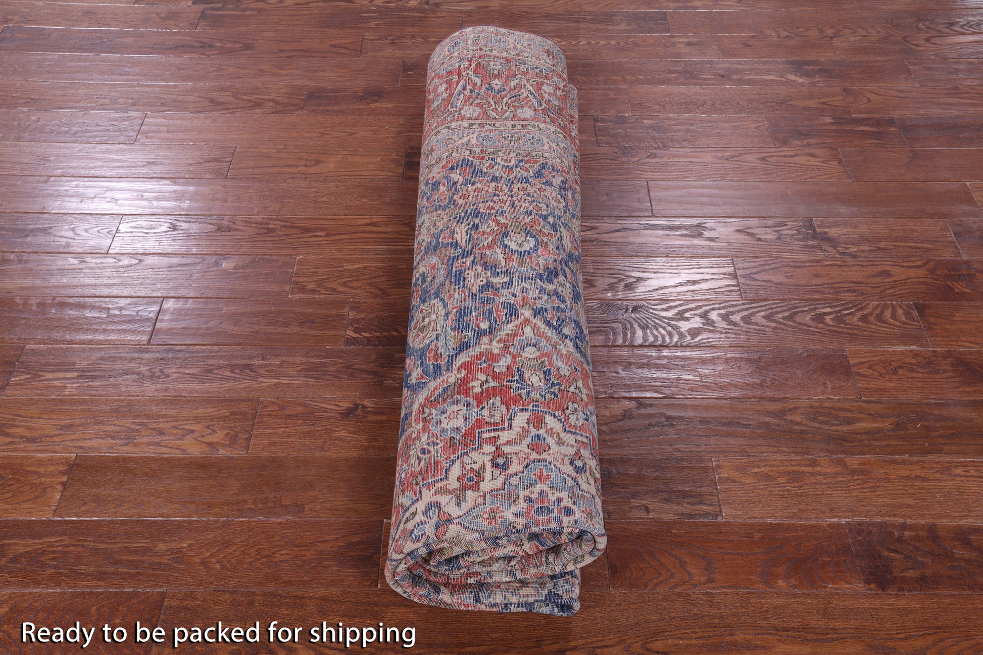 Blue Persian Vintage White Wash Hand Knotted Wool Rug - 8' 10" X 12' 7" - Golden Nile