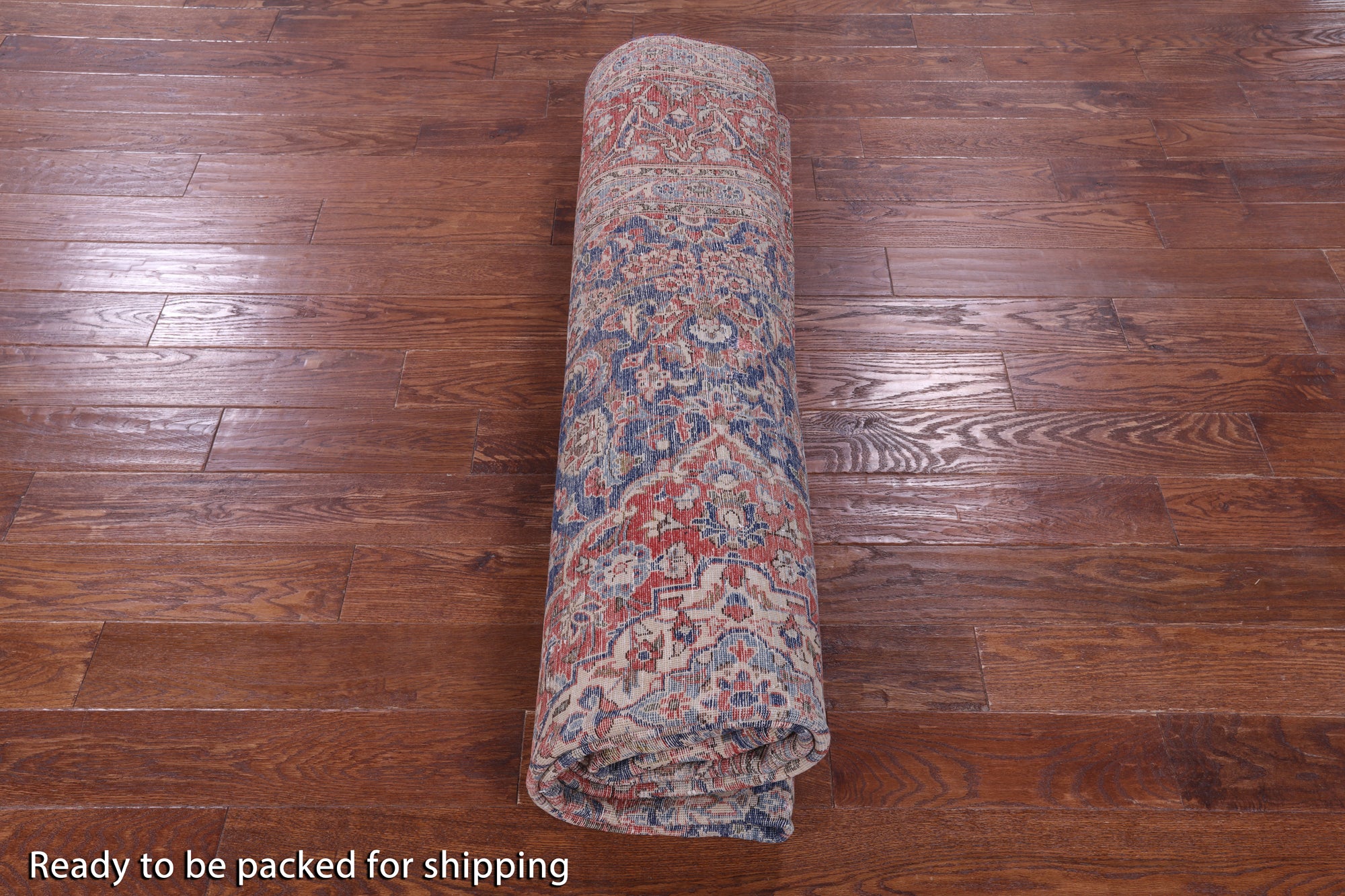 Blue Persian Vintage White Wash Hand Knotted Wool Rug - 8' 10" X 12' 7" - Golden Nile
