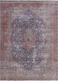 Blue Persian Vintage White Wash Hand Knotted Wool Rug - 8' 10" X 12' 7" - Golden Nile