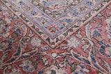 Blue Persian Vintage White Wash Hand Knotted Wool Rug - 8' 10" X 12' 7" - Golden Nile
