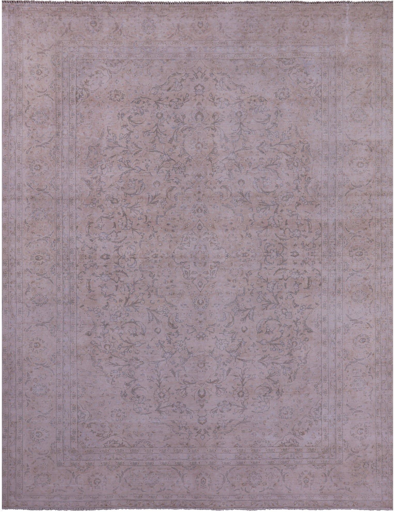 Ivory Persian Vintage White Wash Hand Knotted Wool Rug - 9' 4" X 12' 1" - Golden Nile