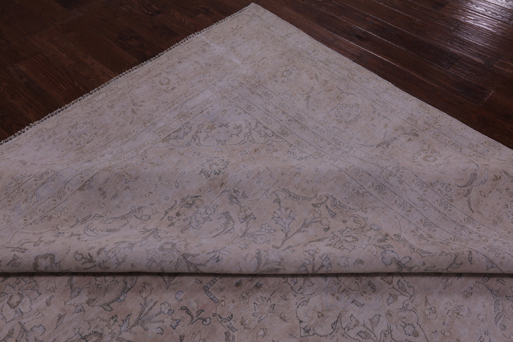 Ivory Persian Vintage White Wash Hand Knotted Wool Rug - 9' 4" X 12' 1" - Golden Nile