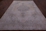 Ivory Persian Vintage White Wash Hand Knotted Wool Rug - 8' 10" X 12' 0" - Golden Nile