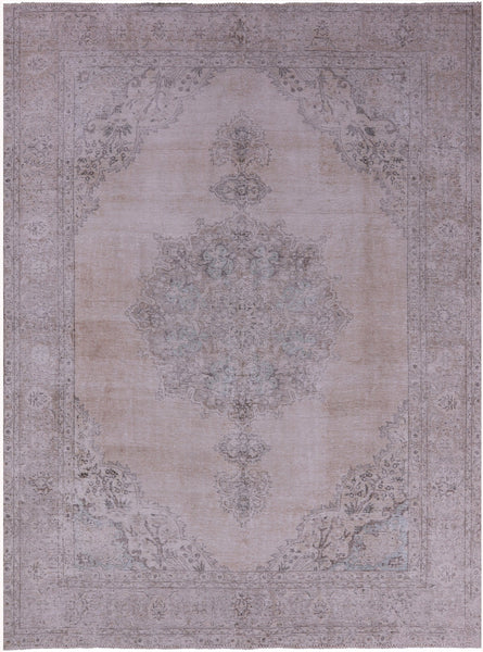 Ivory Persian Vintage White Wash Hand Knotted Wool Rug - 8' 10" X 12' 0" - Golden Nile