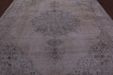 Ivory Persian Vintage White Wash Hand Knotted Wool Rug - 8' 10" X 12' 0" - Golden Nile