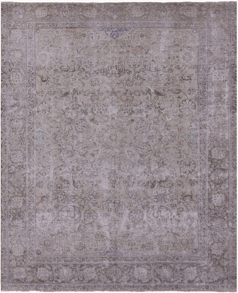 Ivory Persian Vintage White Wash Hand Knotted Wool Rug - 9' 8" X 12' 0" - Golden Nile