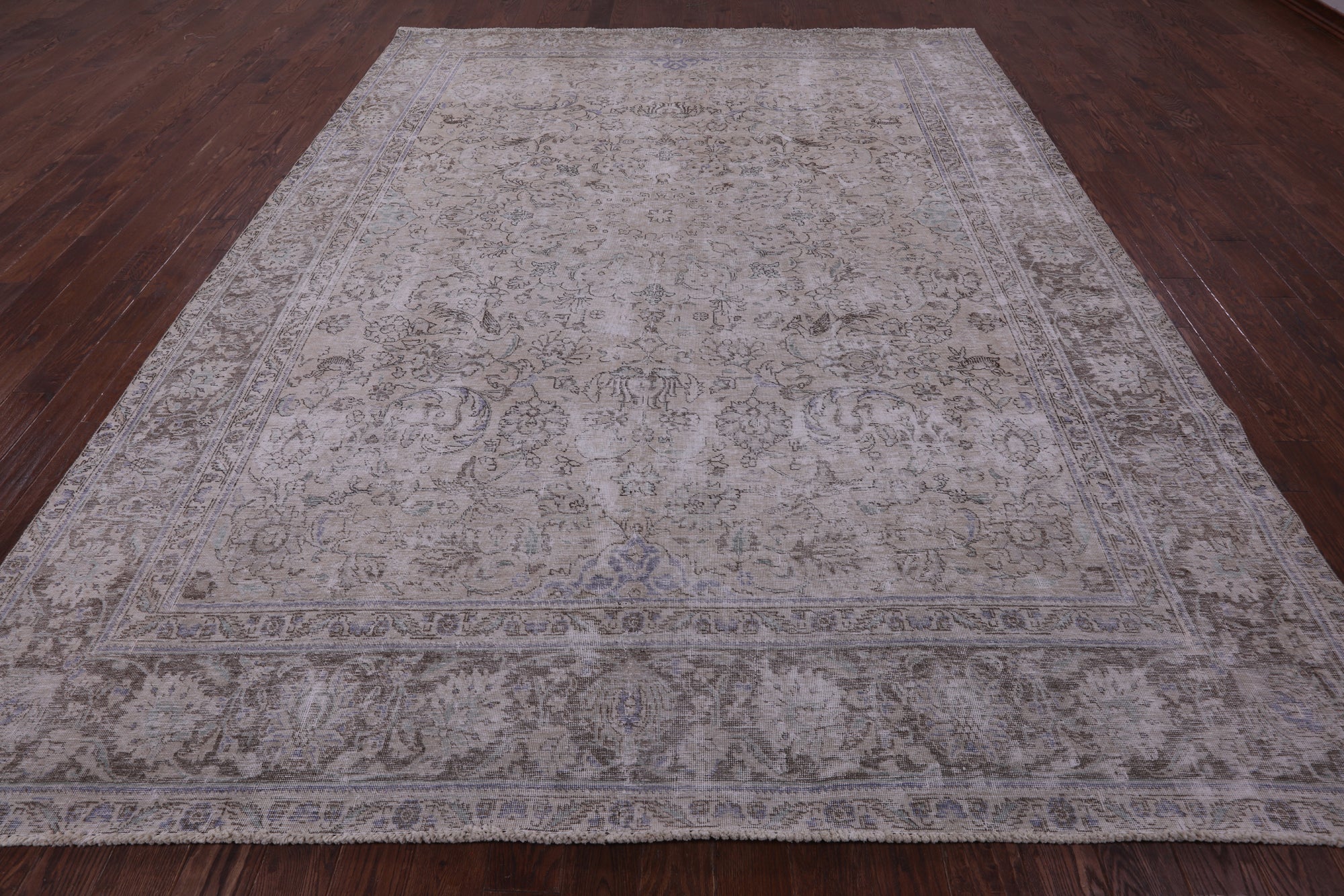 Ivory Persian Vintage White Wash Hand Knotted Wool Rug - 9' 8" X 12' 0" - Golden Nile