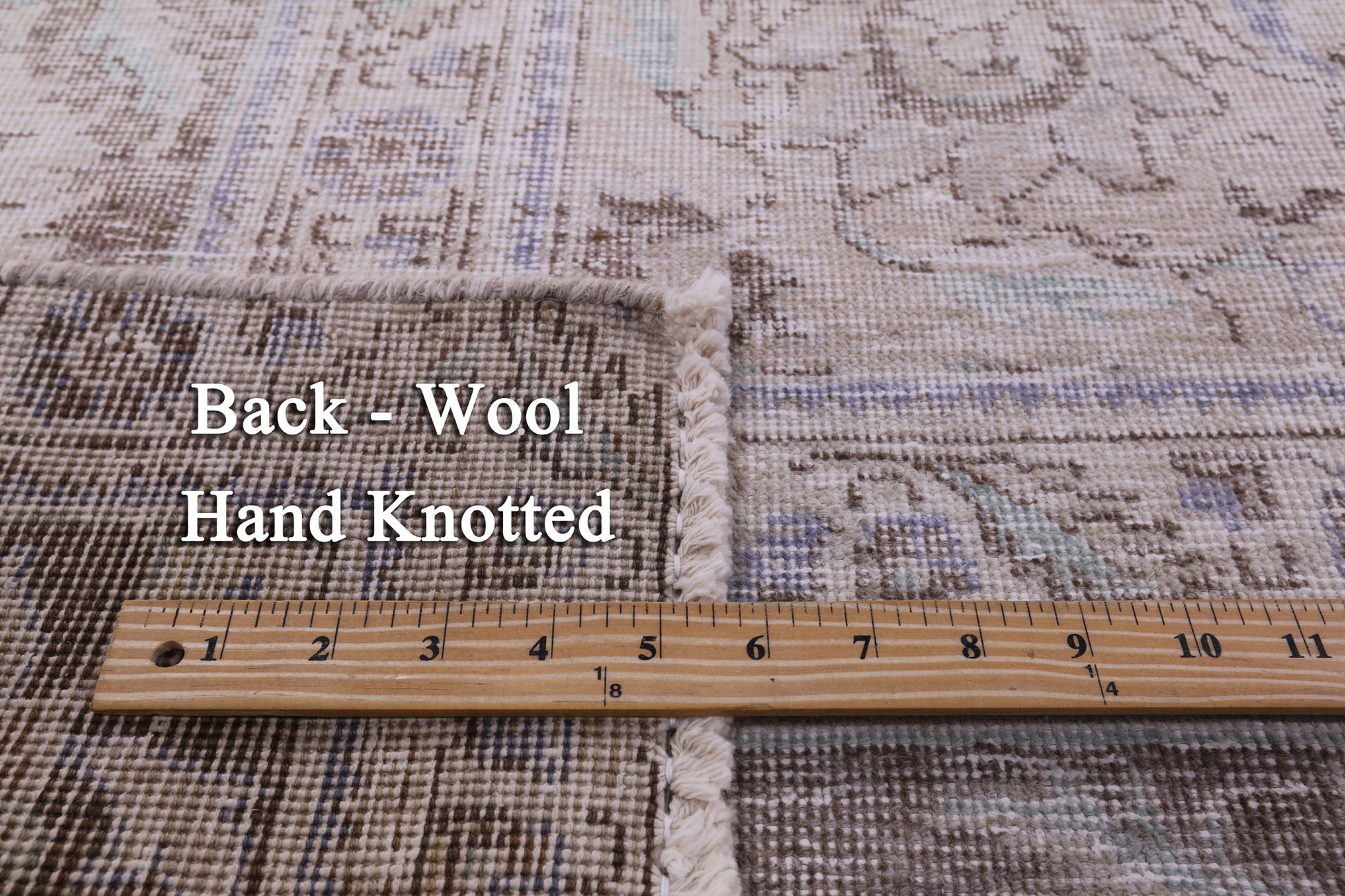 Ivory Persian Vintage White Wash Hand Knotted Wool Rug - 9' 8" X 12' 0" - Golden Nile