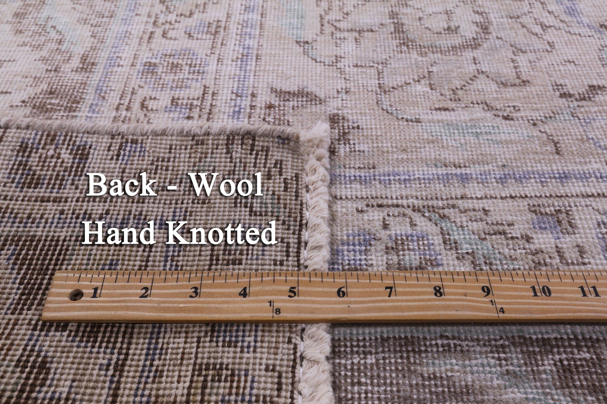 Ivory Persian Vintage White Wash Hand Knotted Wool Rug - 9' 8" X 12' 0" - Golden Nile