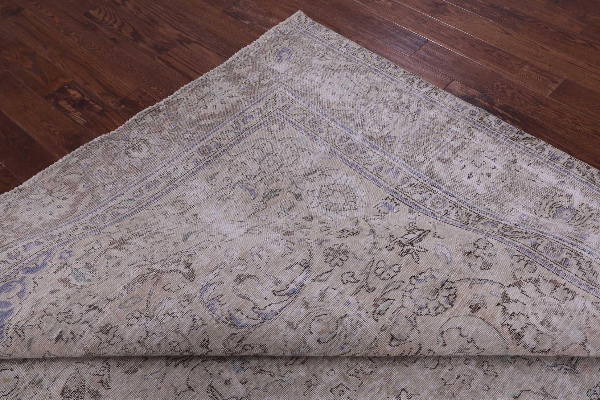 Ivory Persian Vintage White Wash Hand Knotted Wool Rug - 9' 8" X 12' 0" - Golden Nile