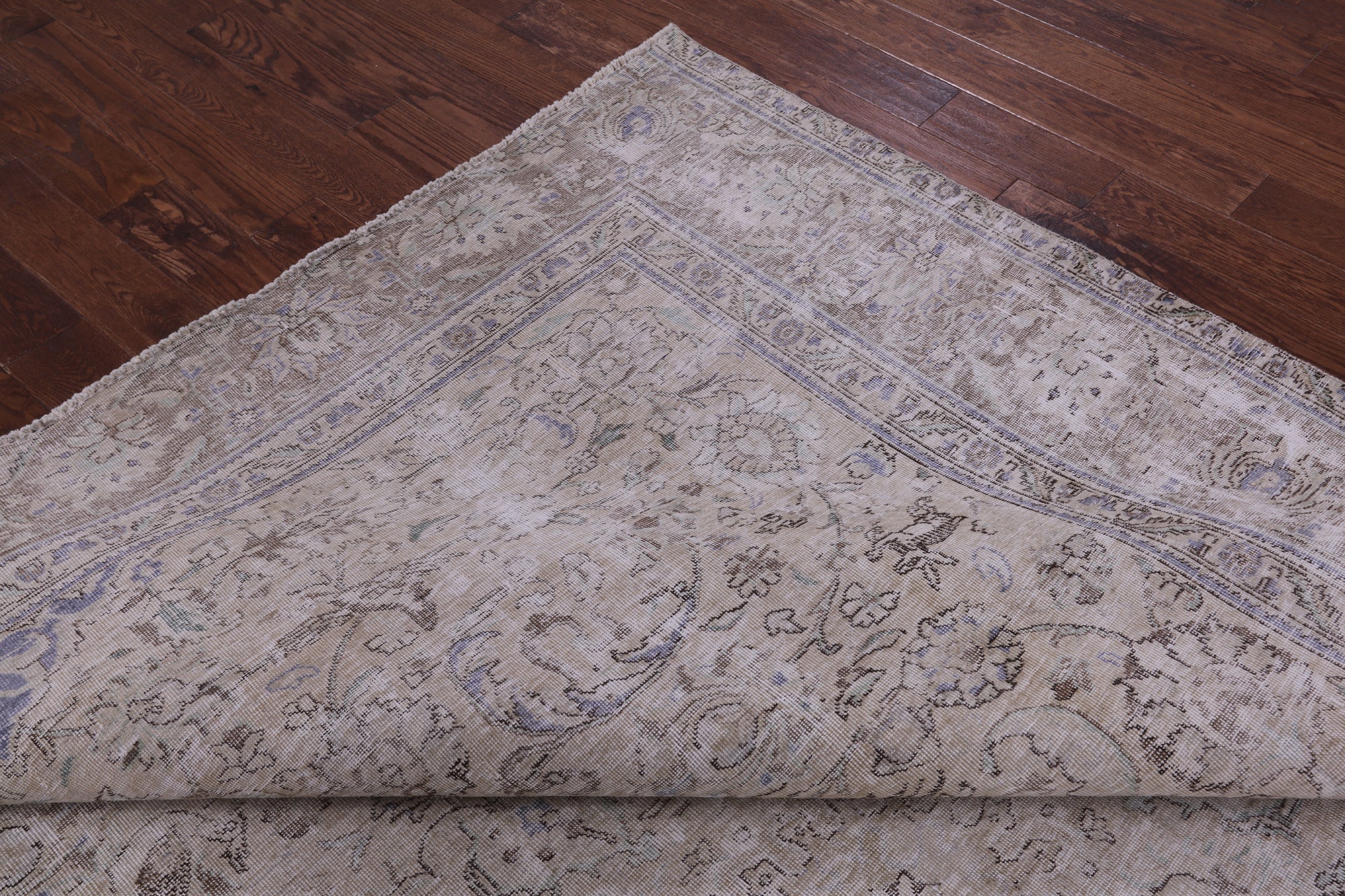 Ivory Persian Vintage White Wash Hand Knotted Wool Rug - 9' 8" X 12' 0" - Golden Nile