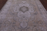 Ivory Persian Vintage White Wash Hand Knotted Wool Rug - 7' 11" X 11' 6" - Golden Nile